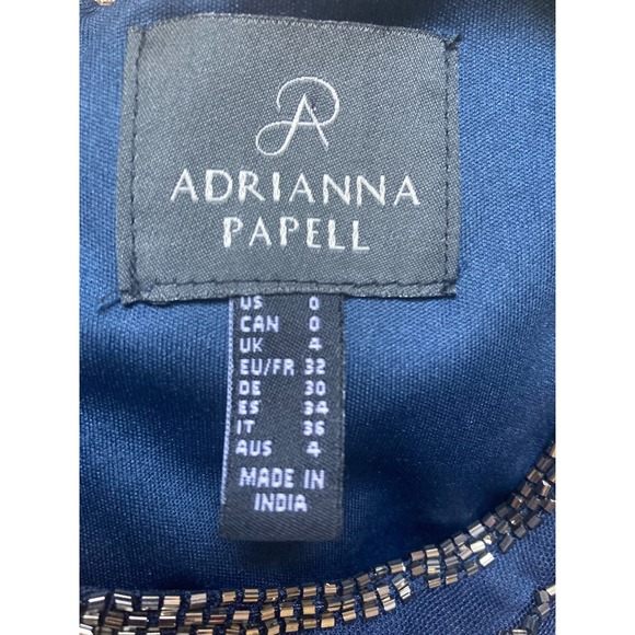 Adrianna Papell Short Sleeve Beaded Blouson Gown in Navy - Picture 12 of 16